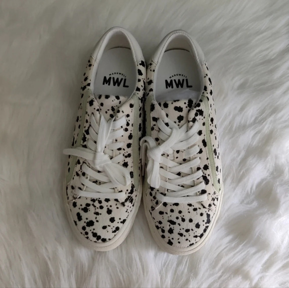*NIB* Madewell Sidewalk Low Top Sneakers in Splatter Painted Calf Hair - Picture 3 of 7